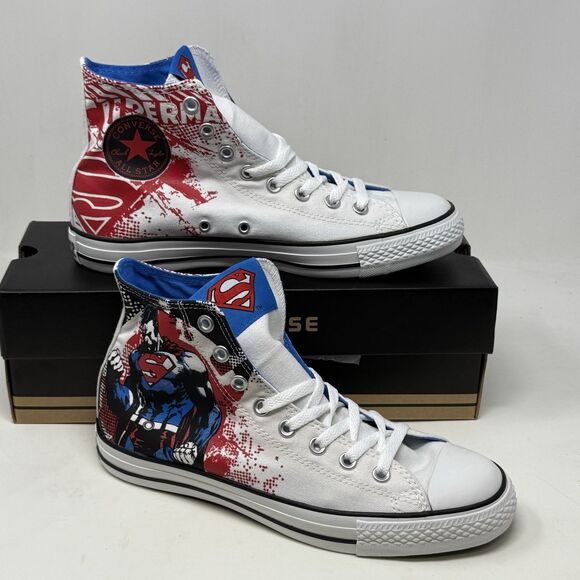 Converse All Star Hi DC Comics Superman Shoes Mens 8 Womens 10 White Red Graphic - Picture 4 of 15